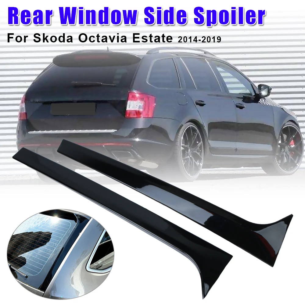 Für Skoda Octavia Estate 2014-2019 Auto Ersatzteile Canard Splitter Paar Heckscheibe Seitenspoiler Flügel Glanz Schwarz Image
