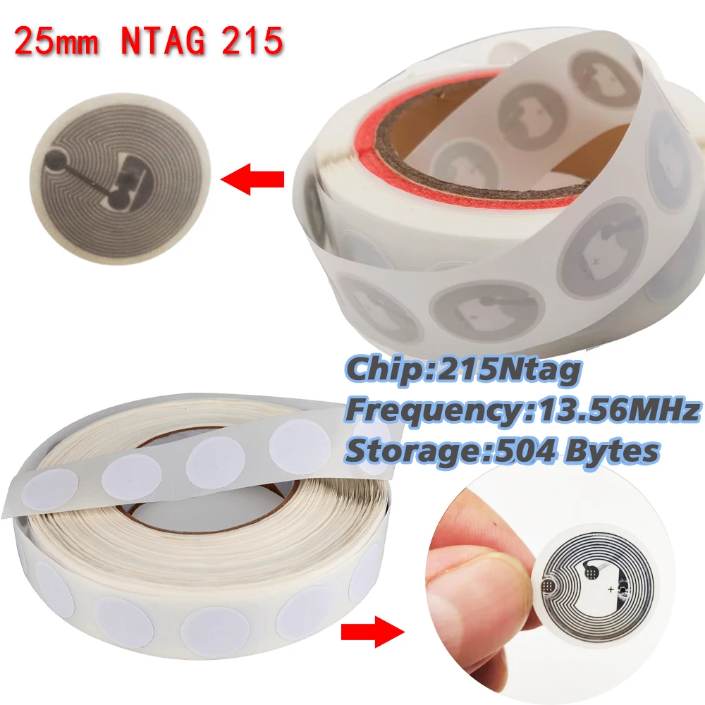 100 Stück 50 Stück 10 Stück Ntag213 Ntag215 NFC-Tags NFC-Aufkleber 13,56 MHz 540 Bytes RFID-NFC-Tag-Aufkleber Klebeetiketten für NFC-Telefone Image