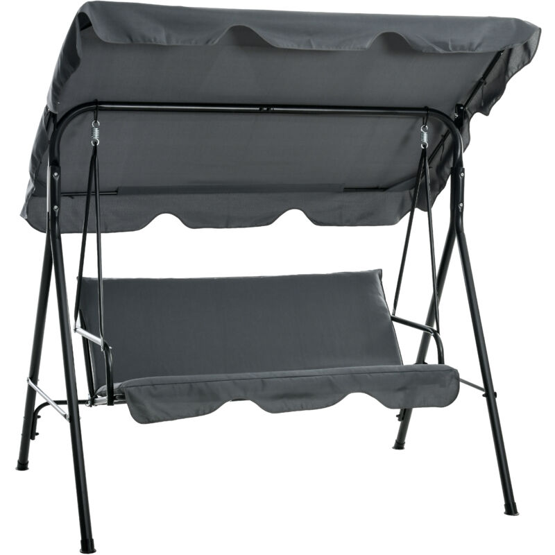 Dondolo 3 Posti Per Esterno Con Tettuccio Regolabile Grigio - Outsunny