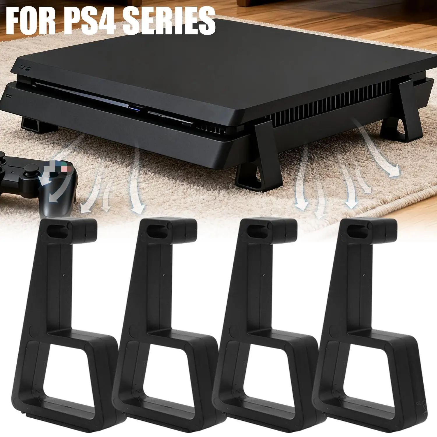 4Pcs Kühlung Horizontale Halter für PS4 Slim/Pro Heighten Wärmeableitung Halterung Anti Slip Stoßfest Basis Für PS4 zubehör Image