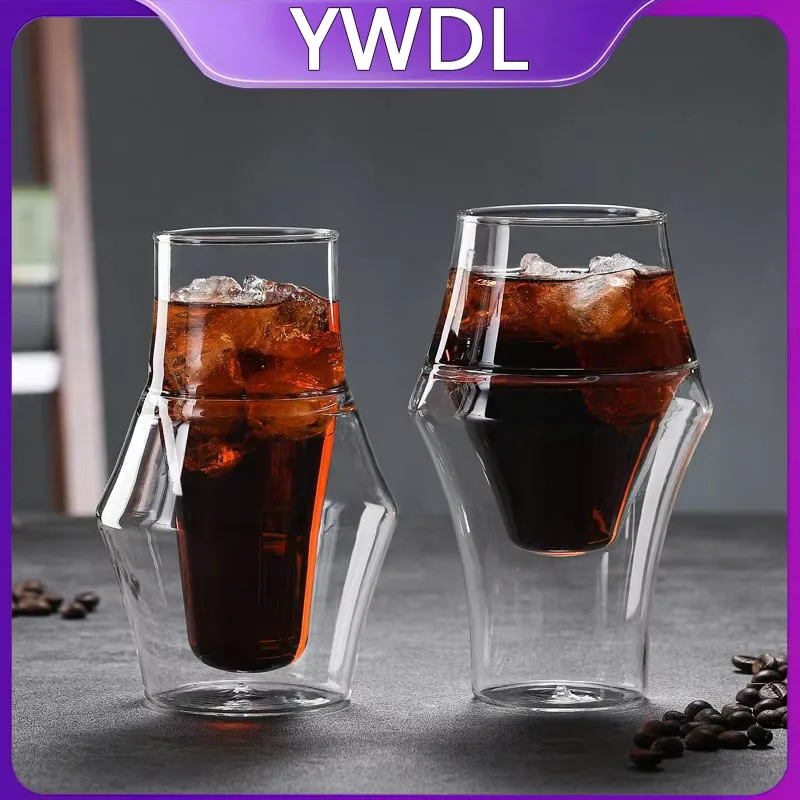 YWDL Neuer Kreativer Doppelwandiger Glasbecher Espresso-Kaffeetasse Verbrühungssicherer Milch-Party-Brandy-Wein-Teetasse 120/250/335ml Image