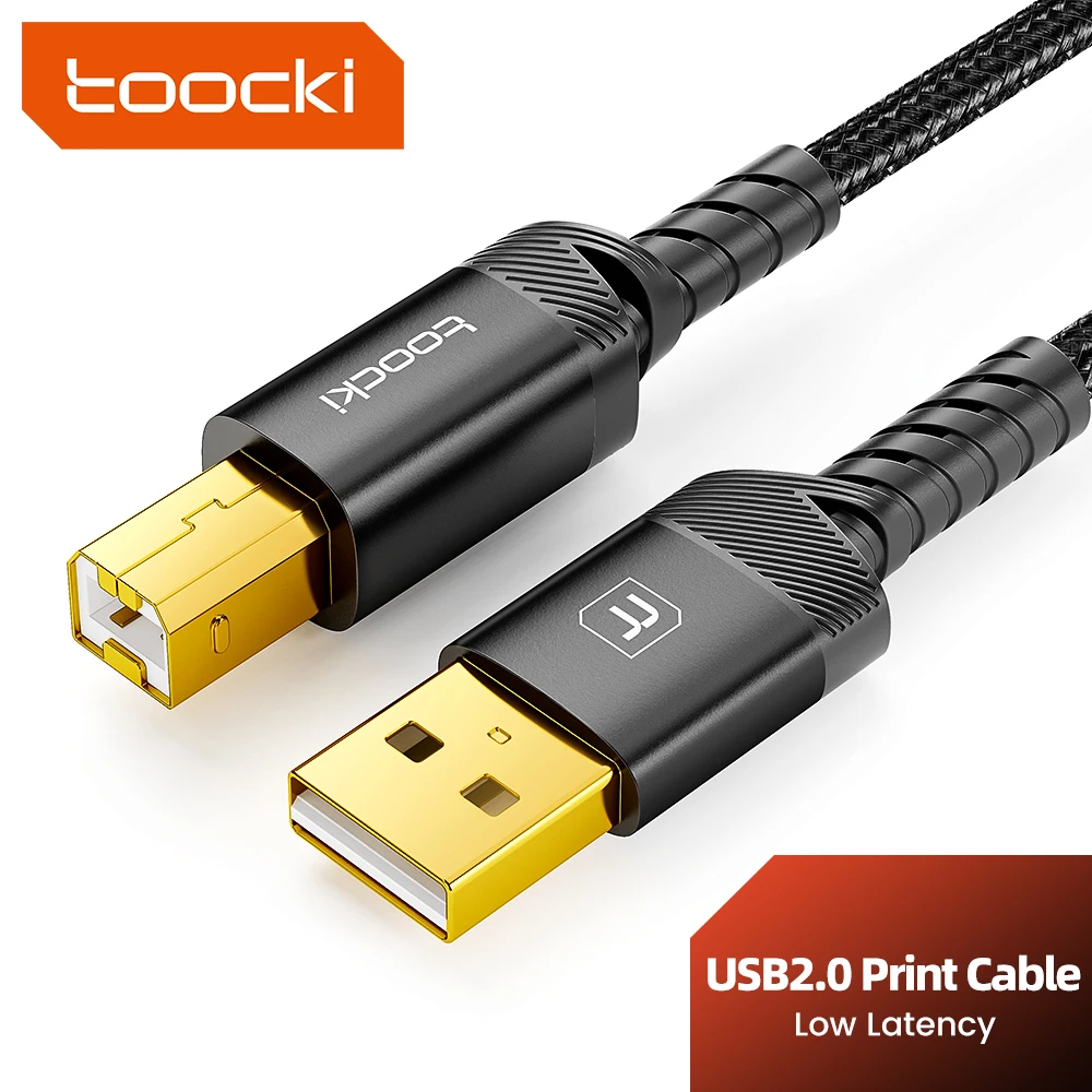 Toocki USB 2.0 Typ B Druckerkabel, USB-C-Stecker auf Typ B-Stecker, Kabel für Decoder, SPS, HP, Canon, Scanner, laufwerksfreies Kabel mit geringer Latenz Image