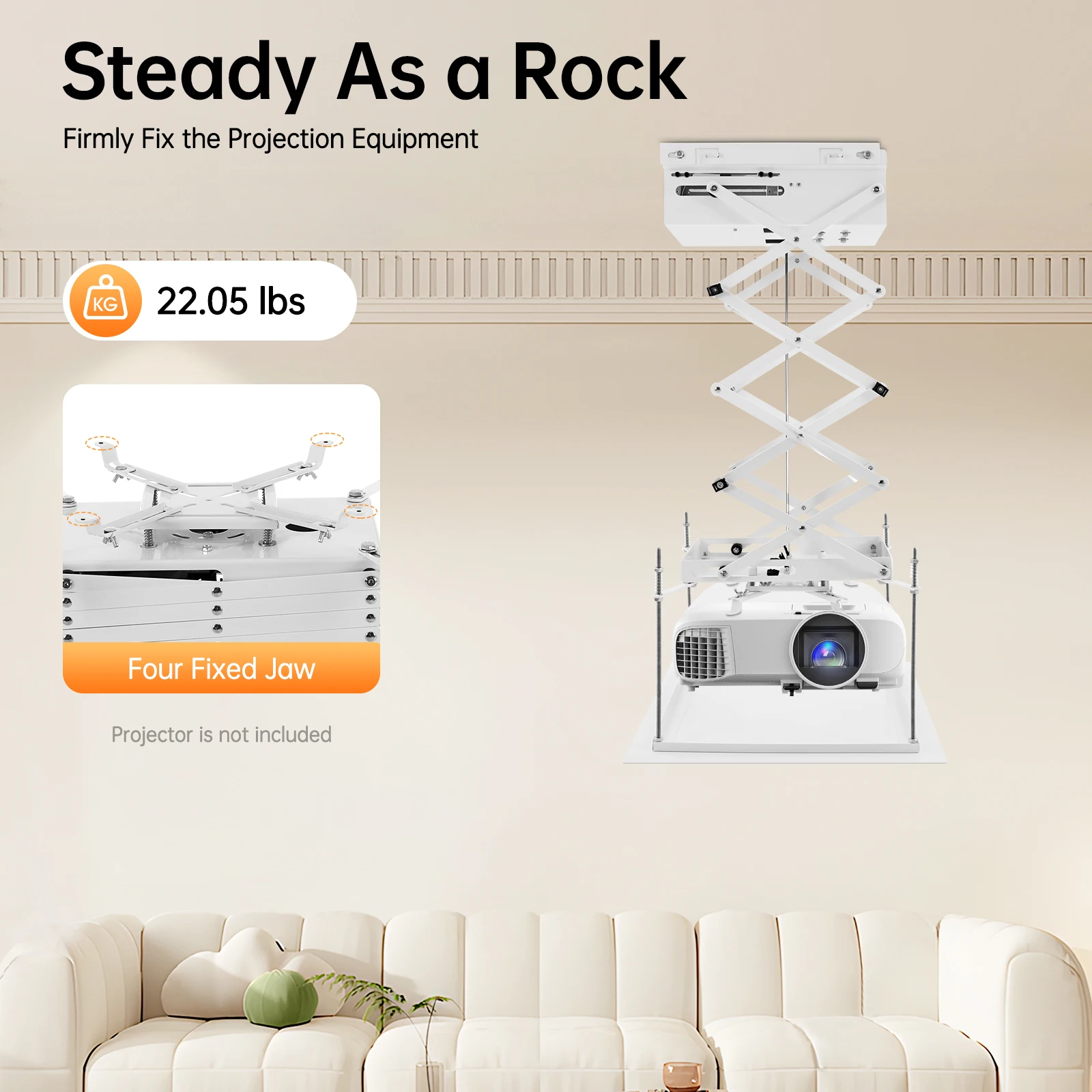 Elektrischer Projektorlift, Fernbedienung, 22 kg Tragfähigkeit, motorisierte Projektorhalterung, Deckenmontage, für Zuhause und Gewerbe Image