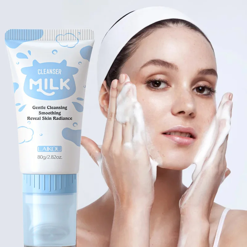 Laikou Milk Face Cleanser Gesichtspeeling Reinigungswaschschaum Mossee Akne Oil Control Mitesserentferner Schrumpfporen Hautpflege 80g Image