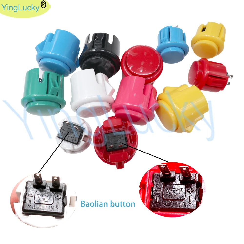 12 Stück Arcade-Drucktaster, Sanwa Hitachi Controller, Neo Geo, Nintendo Joystick, DIY Kit, Mikroschalter-Taste, 24 mm, 30 mm Tasten Image