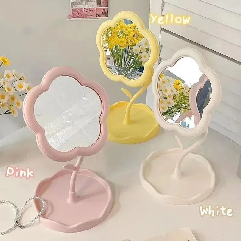 Kreativer blumenförmiger Schminkspiegel – Badezimmer-Desktop-Stil, hochästhetische Atmosphäre, für Schlafsaal, Schlafzimmer und Heimdekoration Image