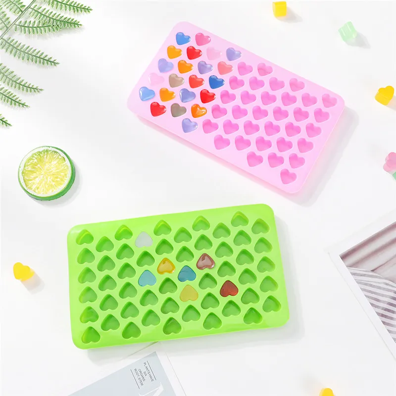 55 Gitter Silikon Schokoladenform Lebensmittelqualität Kleine Liebe Herzform Kuchen Backform Antihaft-Kerzenformen Fondant Süßigkeitenform