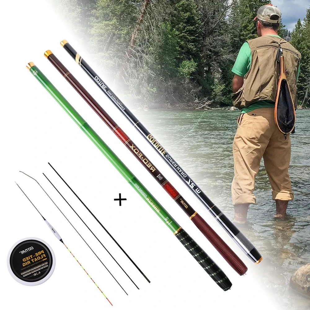 GOTURE Tenkara Teleskop-Rosd Stream-Karpfenstangen-Set, 3,0–7,2 m, mit Ersatzspitzen, mit Schwimmer-Rig-Set, Kohlefaser-Handstange 2/8,3/7 Image
