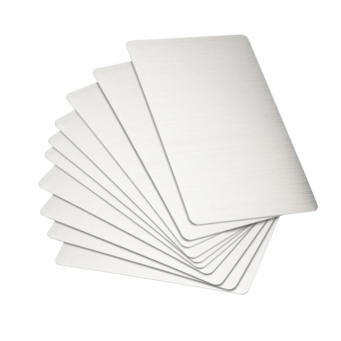 Uxcell 15 Stück dicke 0,4 mm Edelstahl-Leermetallkarte, Visitenkarte, 88 x 53 mm, silberfarben Image