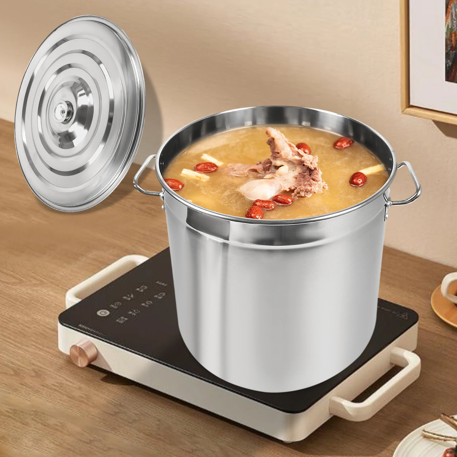 Silver 201 Edelstahl 40 cm Suppenflasche 50 l große Kapazität Dicker Suppen Kommerzieller Suppenflasche