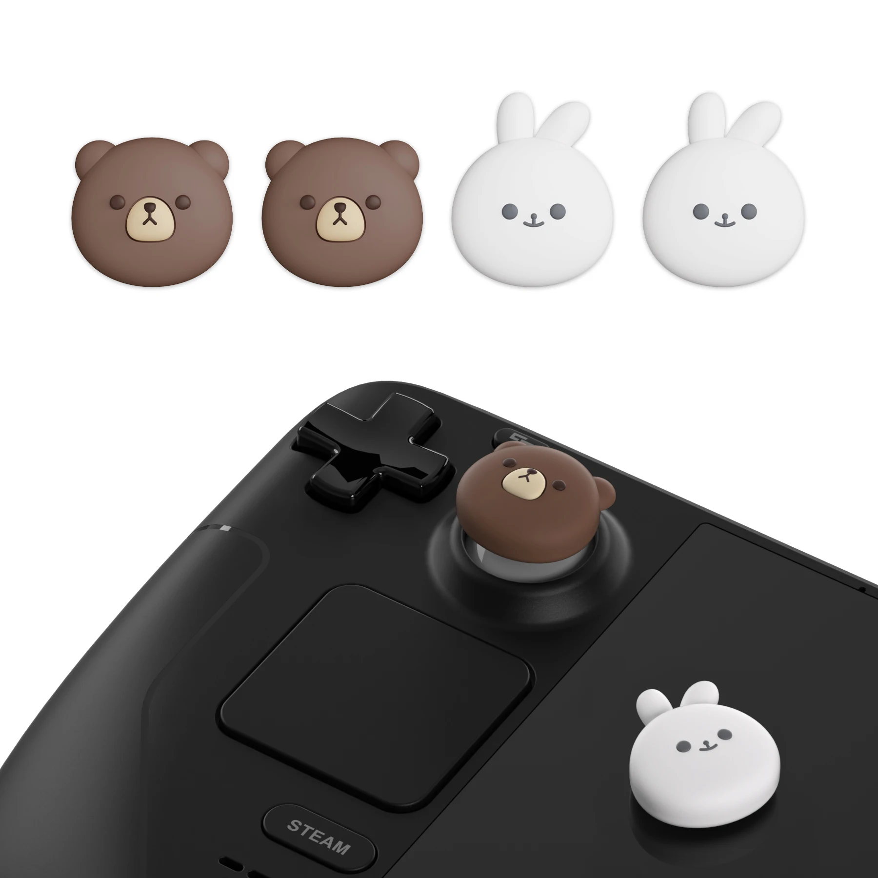PlayVital Niedliche Daumengriffkappen für Steam Deck, 10 Stile – Thumbsticks Grips Joystick Caps für PS Portal Remote Player LCD & OLED Image