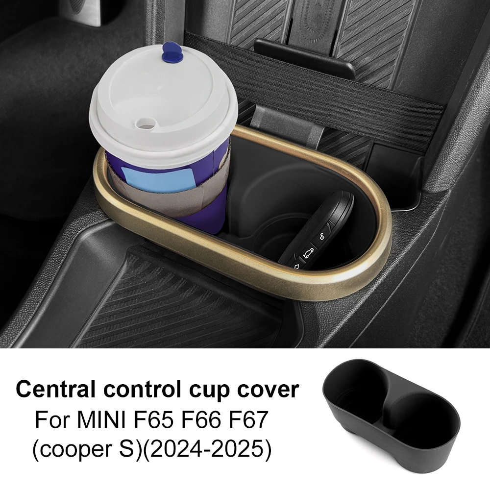 Für Mini Cooper S F65 F66 F67 2024 2025 Auto-Tassenbegrenzer, Auto-Mittelkonsolen-Aufbewahrungsbox, Auto-Getränkehalter, Begrenzer, Schwarz Image