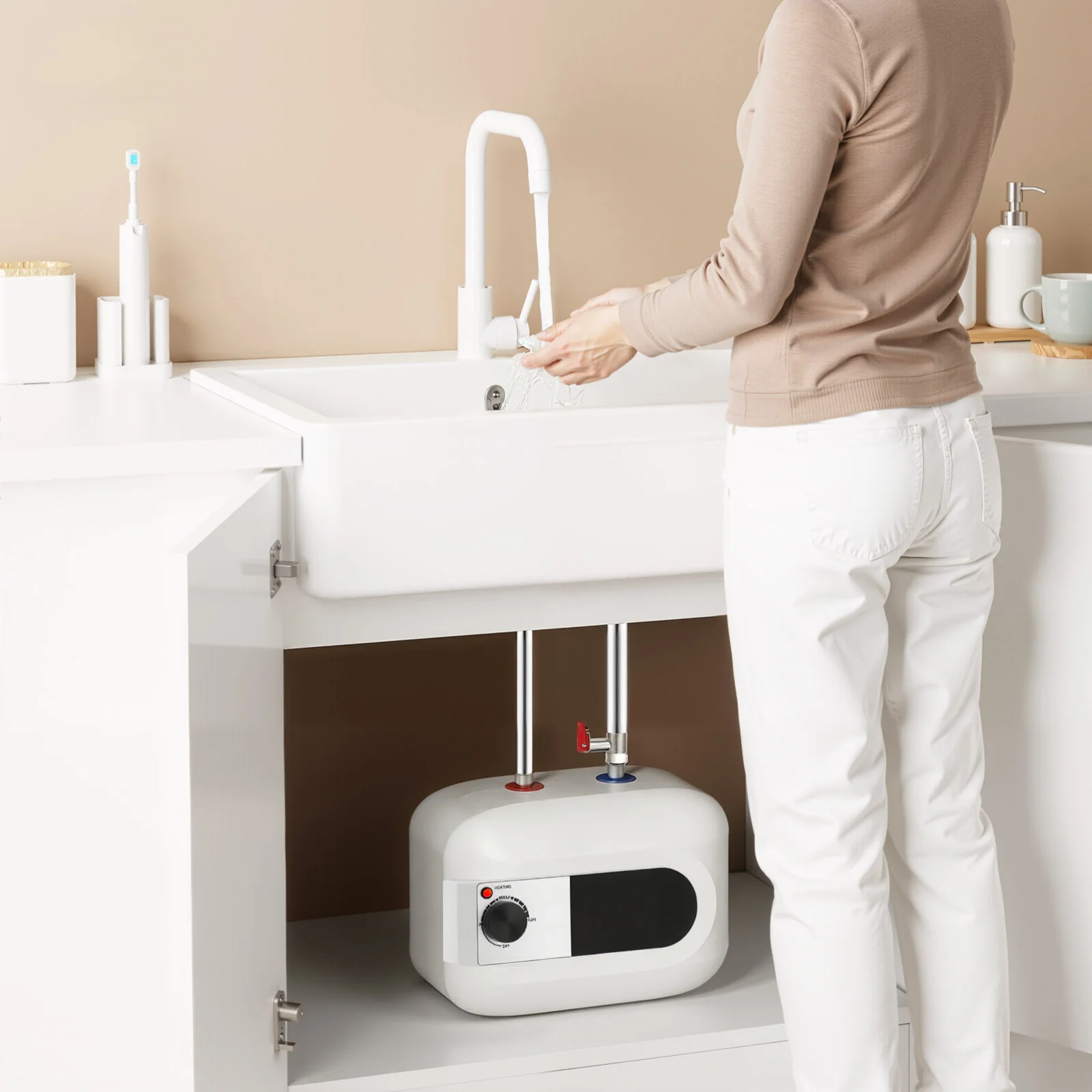 6L 1500W elektrischer Warmwasserbereiter mit Sicherheitsventil, oberer Wasserauslass, Warmwasserspeicher, sofortiger elektrischer Warmwasserbereiter Image