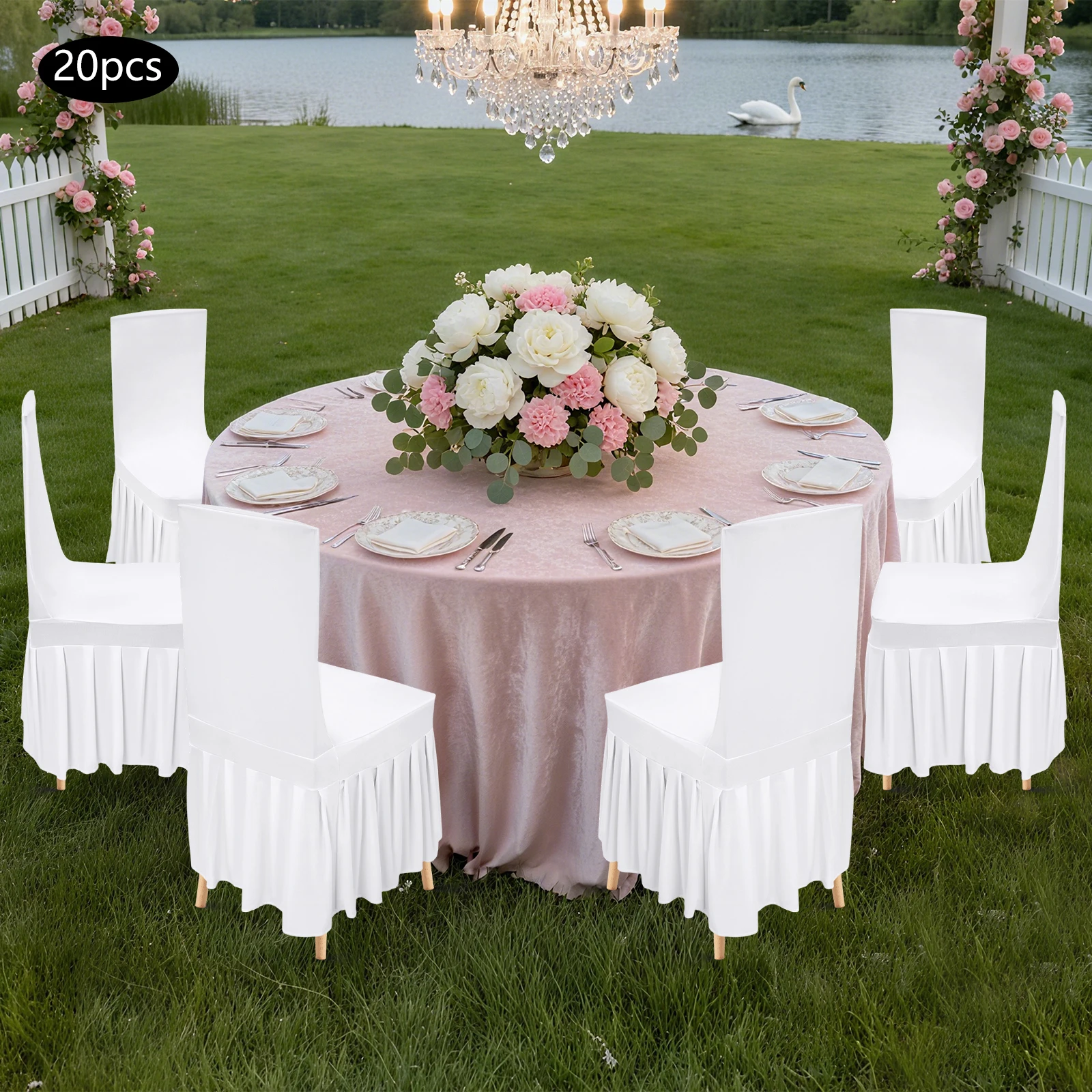 Stuhl-Schutzhüllen Modern Weiß Polyester+Elasthan – Fine Workmanship Enge Sehte Gute Kompatibilität für Restaurants/Partys Image