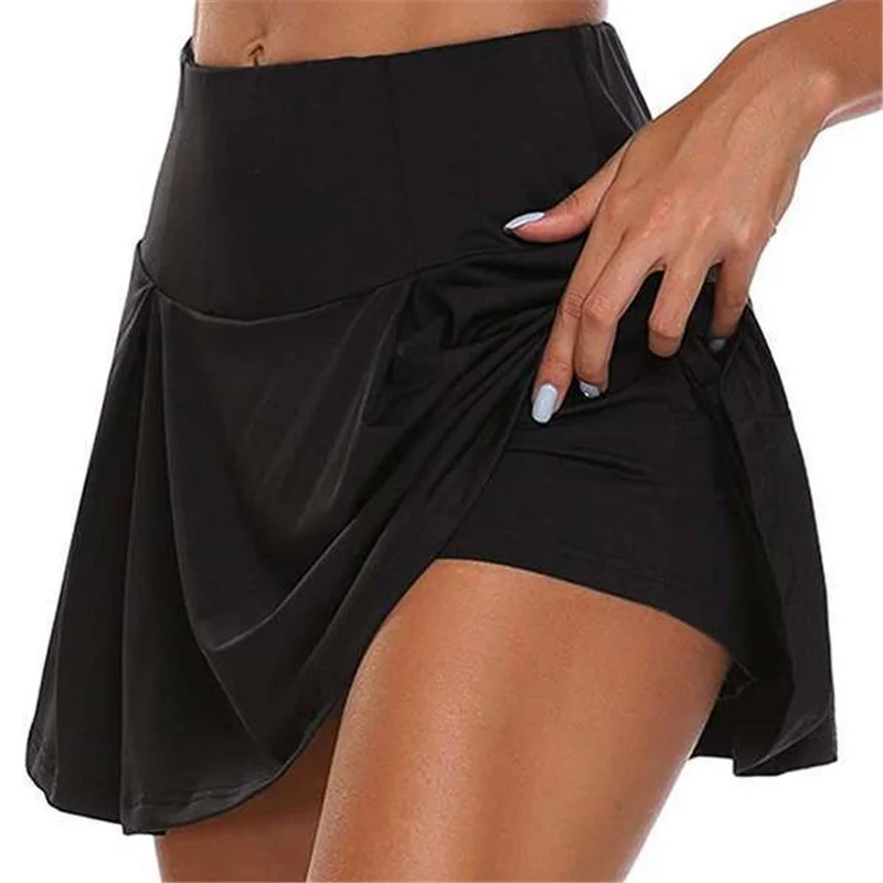 Sommer Frauen Sprints Tennis Dance Fitness Kurze Röcke Schnell Trocknend Feste Weibliche Futter Hohe Taille Mini Röcke Shorts DF4987 Image