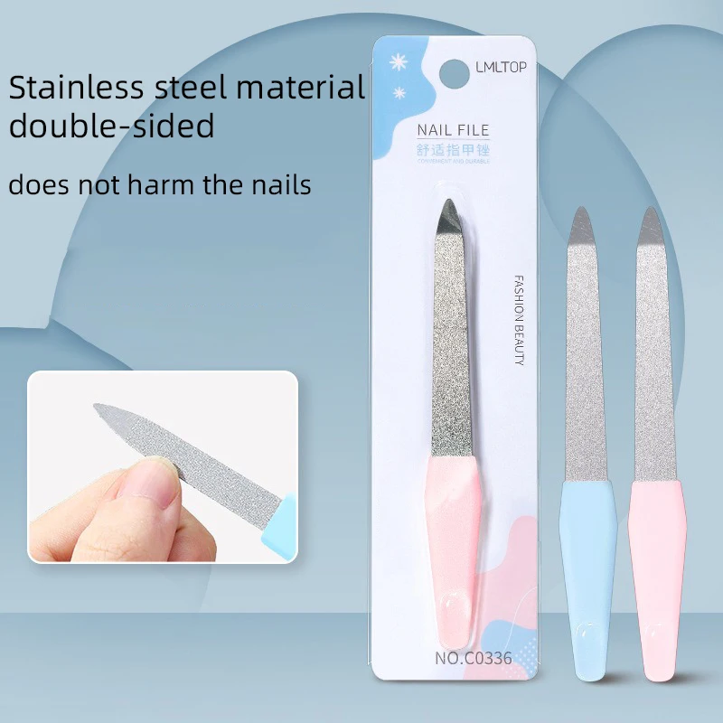 Nagelfeile aus Edelstahl, Schönheitssalon, professionelles schnelles Schleifen und Polieren, doppelseitig erhältliches Sandstreifen-Maniküre-Werkzeug