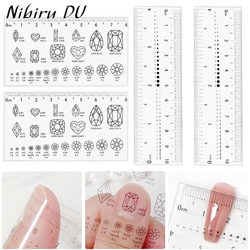 5/1 stücke Nagel Transparent Weiche Lineal Manuelle Nägel Strass Messung 0,5 MM Größe Transparent Karte Skala Sattel Maniküre Werkzeuge Image