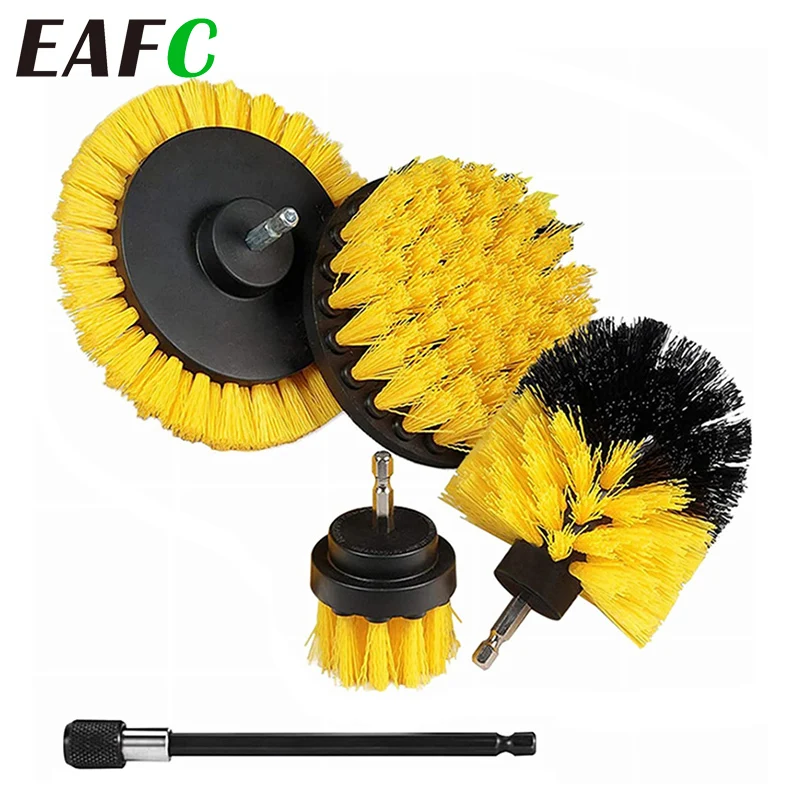 5 Stück 3 Stück Bohrer-Bürstenreiniger-Schrubbbürsten mit Verlängerungsstange für Auto-Mörtel, Wanne, Dusche, Küche, Autopflege, Reinigungswerkzeuge Image