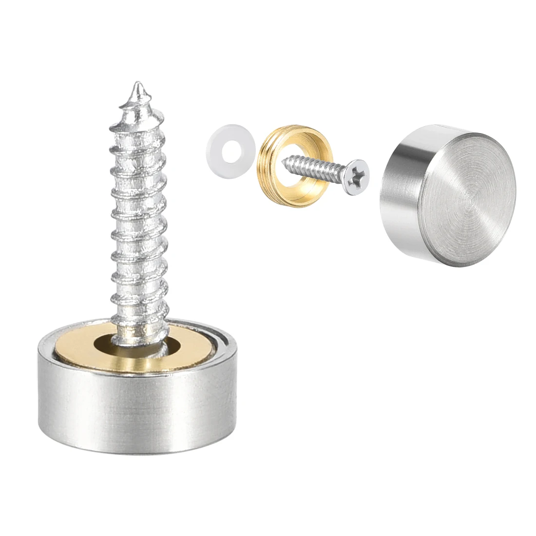 Uxcell 2/4/8 Stück 10 mm 12 mm 14 mm 18 mm 22 mm 25 mm Spiegelschrauben dekorative Kappen Abdeckung Nägel gebürsteter Edelstahl Image