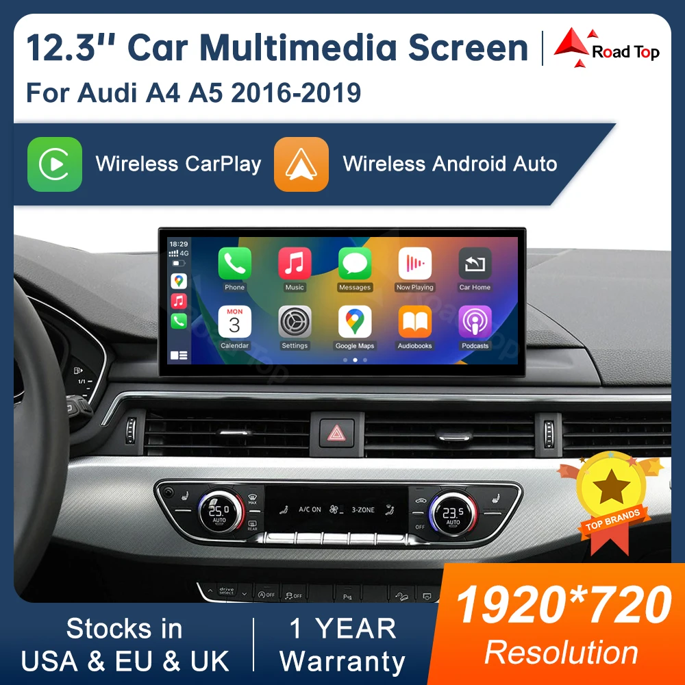 12,3 zoll Multimedia Display Touchscreen Für Audi A4 S4 A5 S5 2014-2019 Airplay Miracast Funktion Drahtlose Carplay android Auto Image
