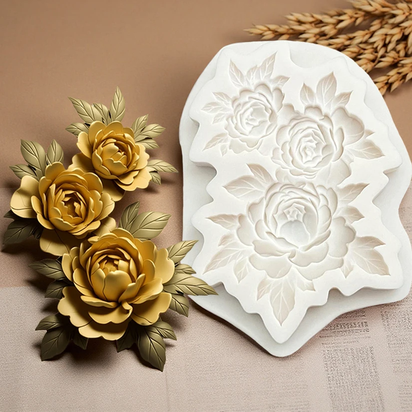 Blume Pfingstrose Silikon Sugarcraft Form Harz Werkzeuge Cupcake Backform Fondant Kuchen Dekorieren Werkzeuge Image