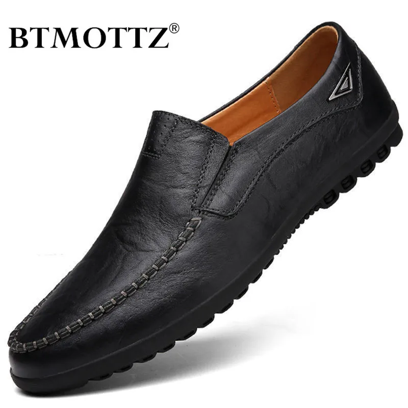 Echtes Leder Männer Casual Schuhe Marke Weiche Italienische Männer Loafer Mokassins Atmungsaktive Slip auf Schwarz Driving Schuhe Plus Größe 37-47