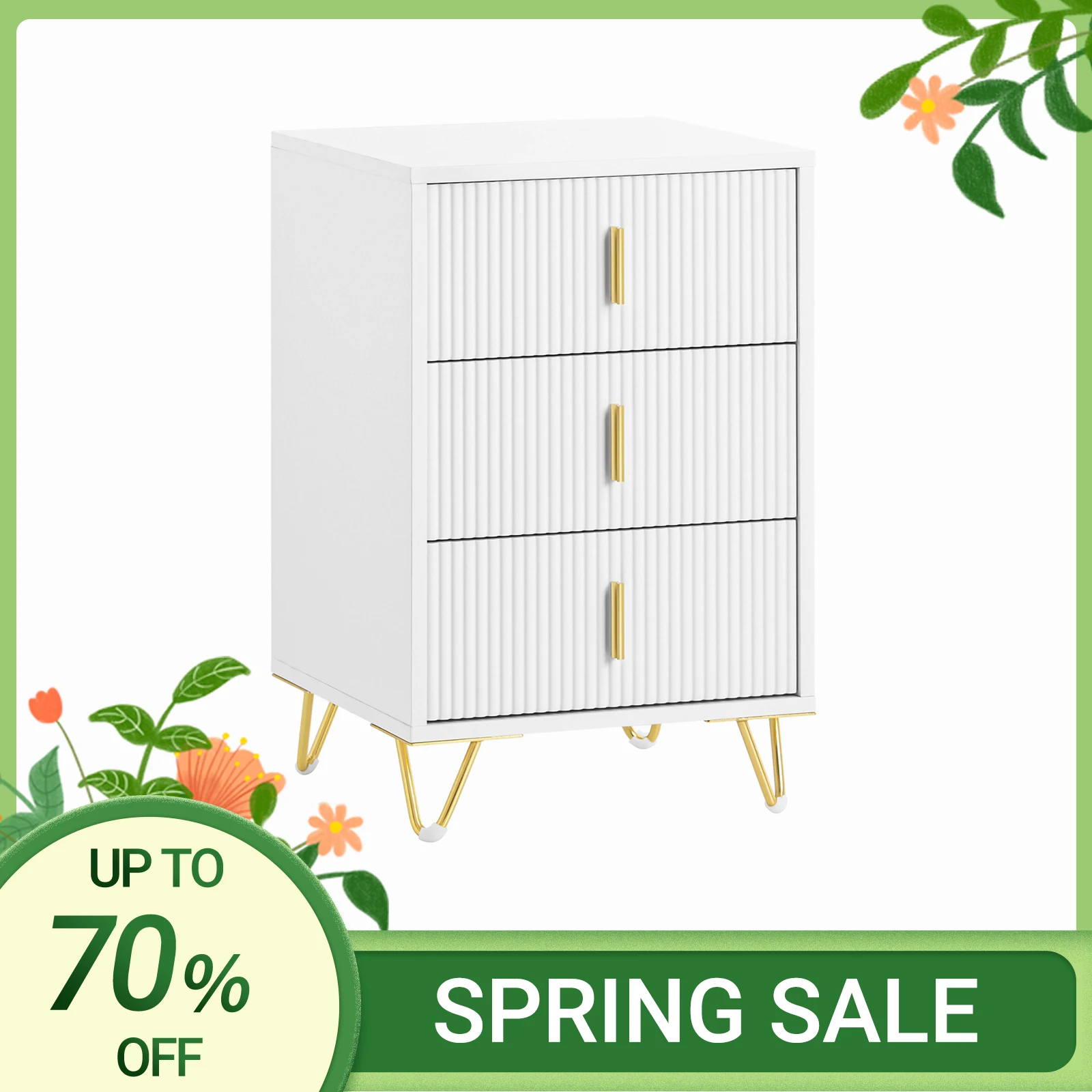 SoBuy FBT115-L Nachttisch mit 3 Schubladen für Boxspringbett Sofatisch Beistelltisch Telefontisch Nachtschrank