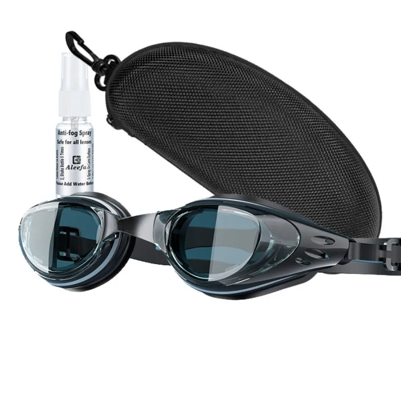 Maßgeschneiderte verschreibungspflichtige Schwimmbrille für erwachsene Kinder, beschlagfrei, links/rechts, verschiedene Leistung (6,0 bis Plano), verstellbarer Riemen Image