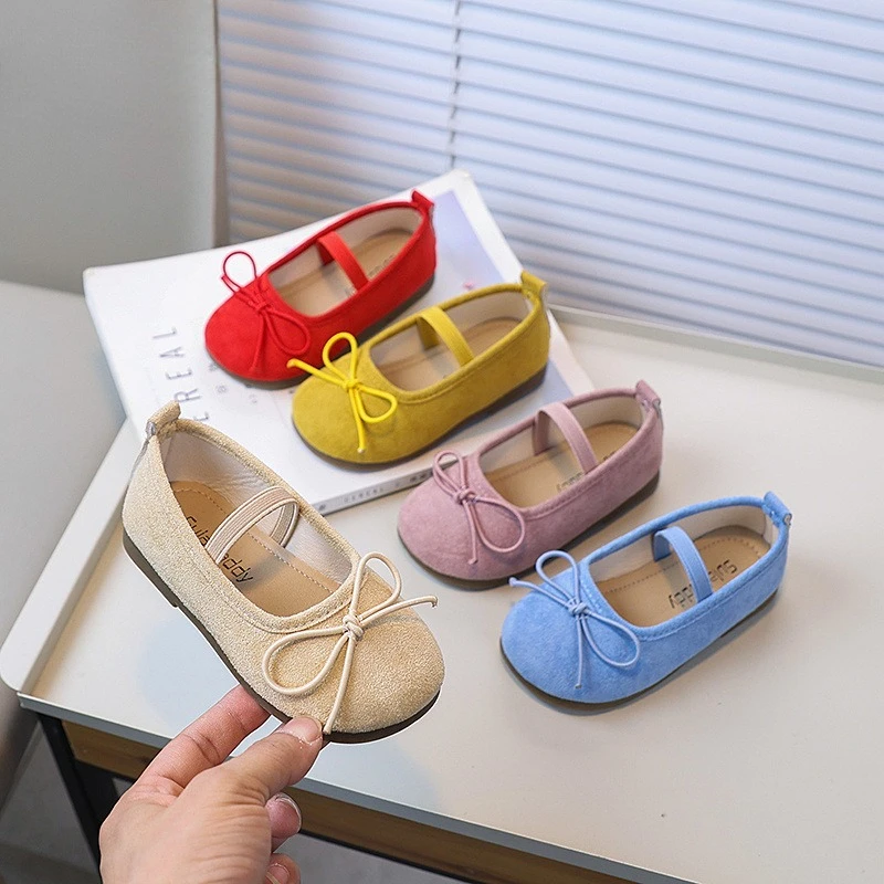 Frühling Herbst Neue kinder Schuh für Mädchen Mode Einfache Bowknot Kinder Leder Schuhe Weiche Ballett Vielseitig Kleinkinder Kausalen Schuhe