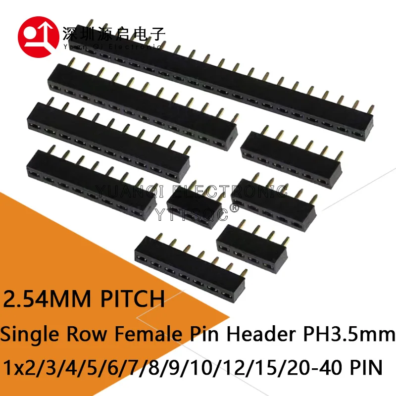 10 Stück 2,54 mm Ph3,5 kurzes Profil einreihig gerade 1x3/4/5/6/7/8/9/10/12/20/40P Rohs Gold PCB männlich weiblich Pin Header Stecker Image