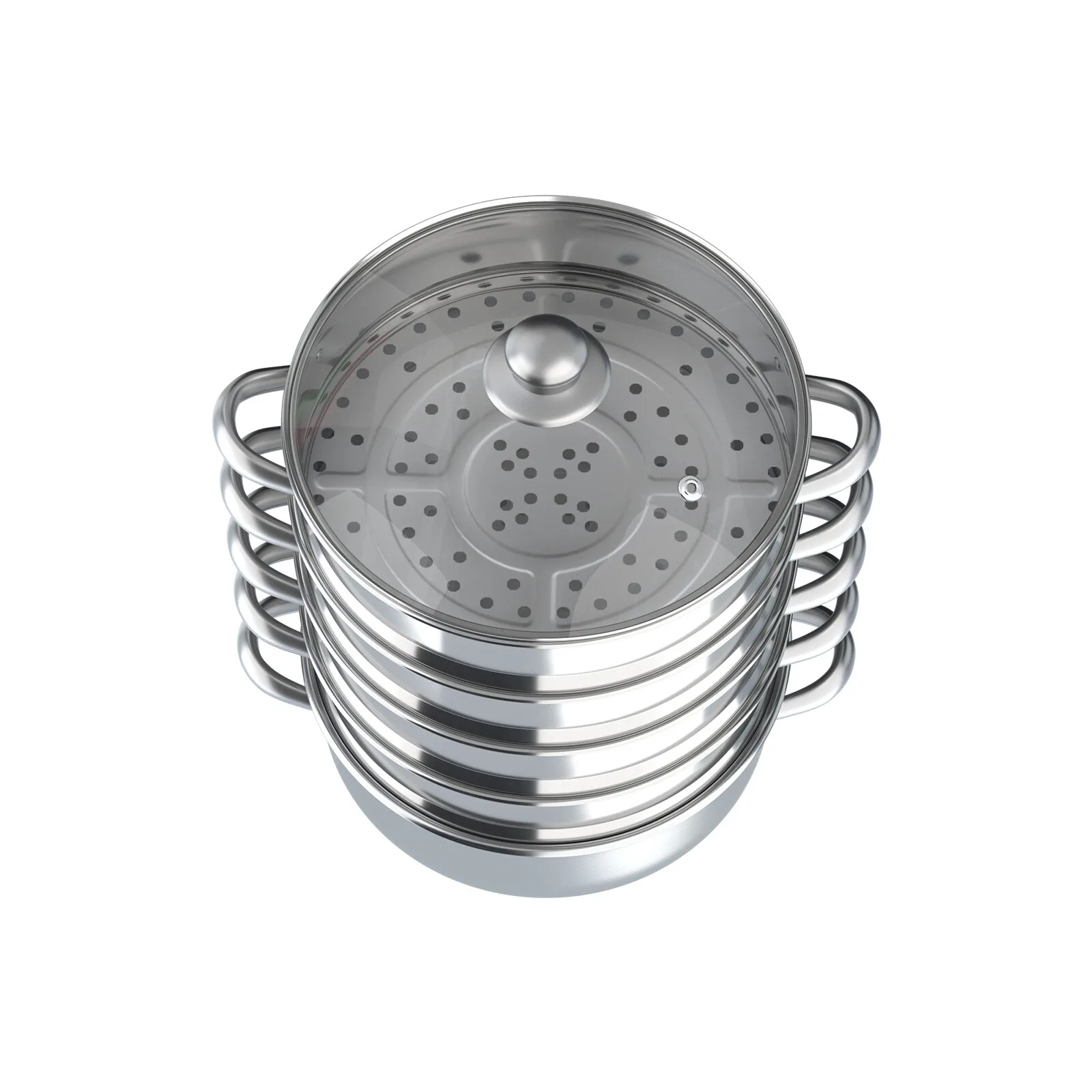 Silber Induktion Steamer Edelstahl Mantowarka Steamer Edelstahl Gardampftopf Meeresfrüchte Fische Muscheltiere 5-lagiger