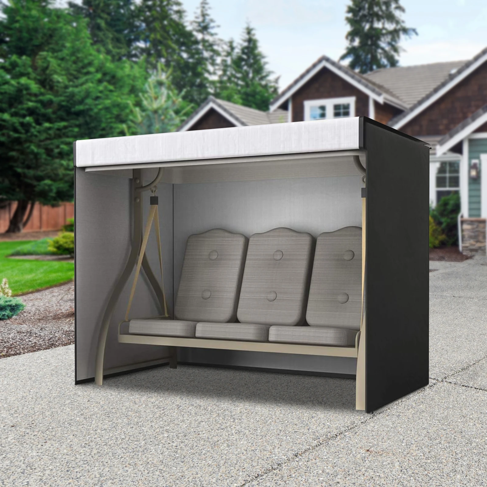 210d Oxford wasserdichte Outdoor-Schaukelabdeckung, winddichter Terrassenstuhlschutz mit Aufbewahrungstasche für Hinterhof und Garten Image