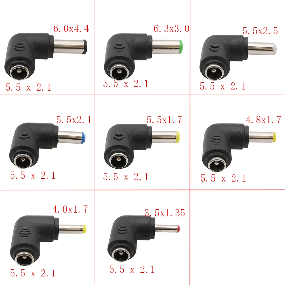 5,5/1pcs dc 2,1x6,0mm bis 4,4x6,3 3,0x5,5 2,5x5,5 1,7x4,8 1,7x4,0 1,7x3,5 1,35 x mm Buchse zu Stecker Gleichstrom stroma schluss Image