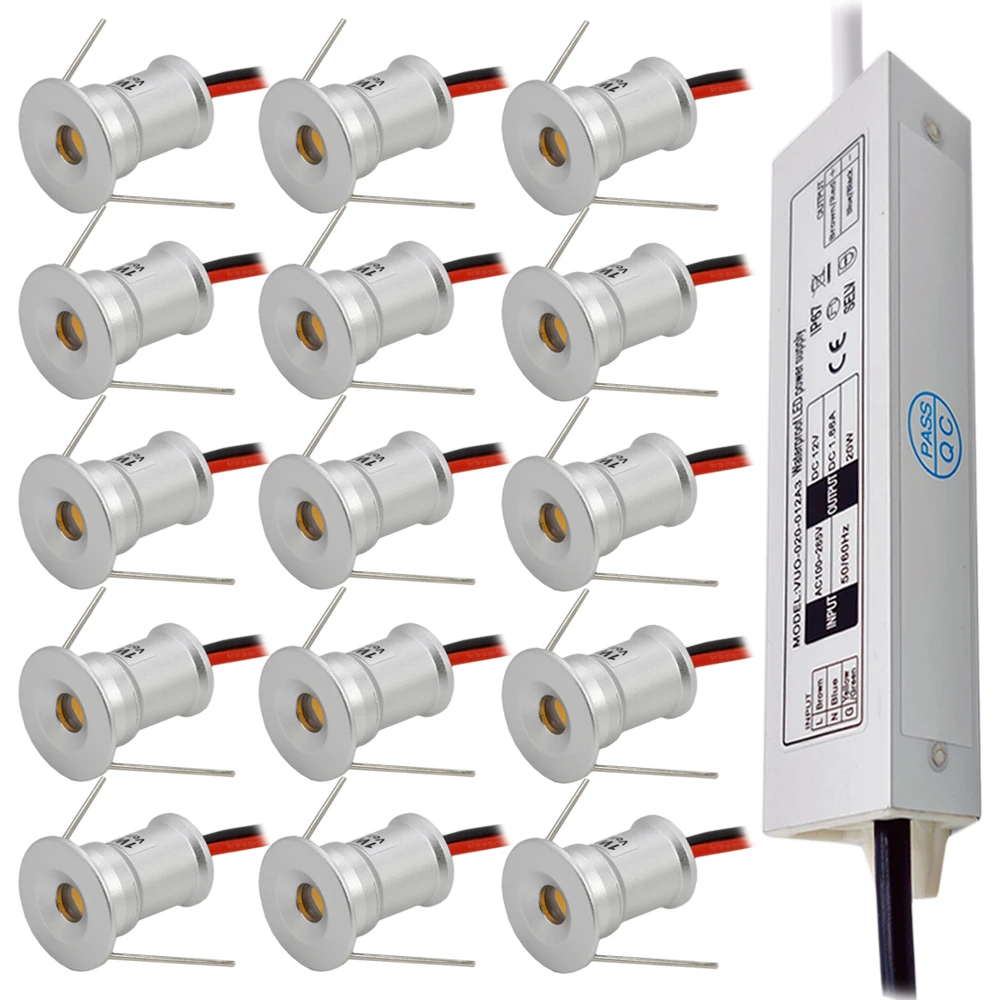 1W LED Weiß Schwarz Silber Mini Einbau Spot Licht 12V IP65 Decke Downlight Indoor Schrank Lampe Treppen Scheinwerfer mit Fahrer