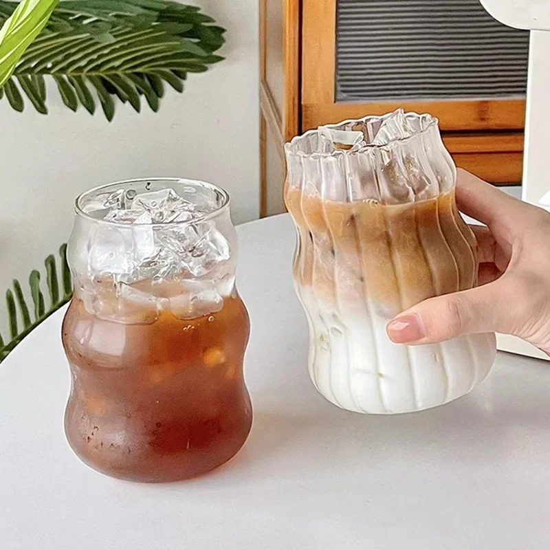 1/2 stücke Klar Glas Tasse Kreative Ins Exquisite Wärme-beständig Tumbler Tee Saft Milch Kaffee Becher Hause büro Cocktail Bier Gläser Image