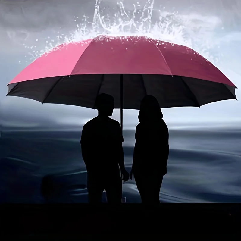 12 Rippen extra großer faltbarer Regenschirm – winddicht, automatisch, modisch, UV-Schutz, doppelter Verwendungszweck für sonniges und regnerisches Wetter, S Image