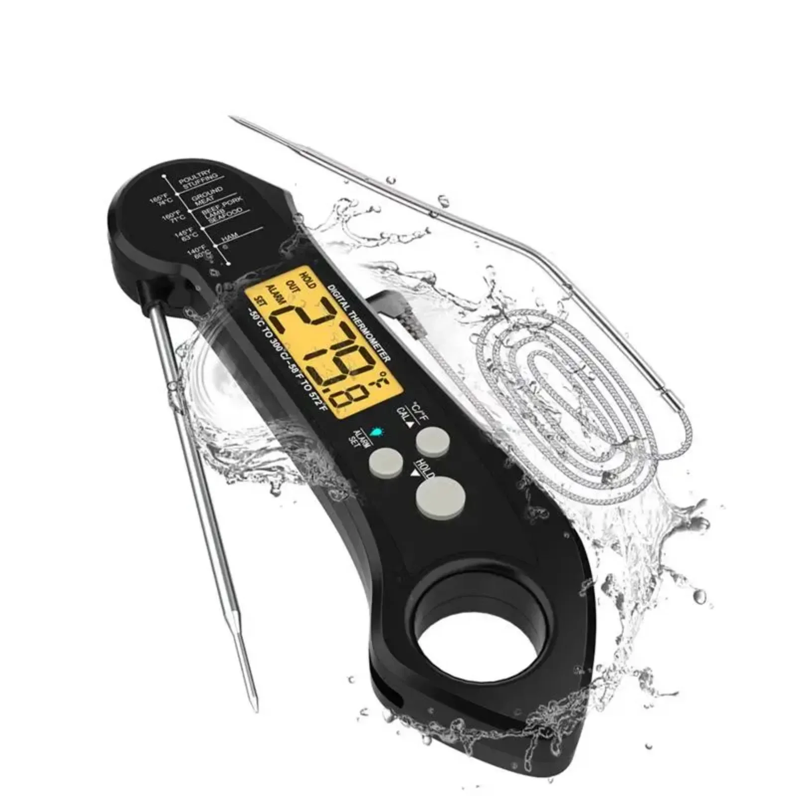 IP7 Doppel Sonde Faltbare Digital Thermometer Mit Sonde Für Kochen BBQ Grill Fleisch Kulinarischen Grill Lebensmittel Küche Werkzeuge Gadgets