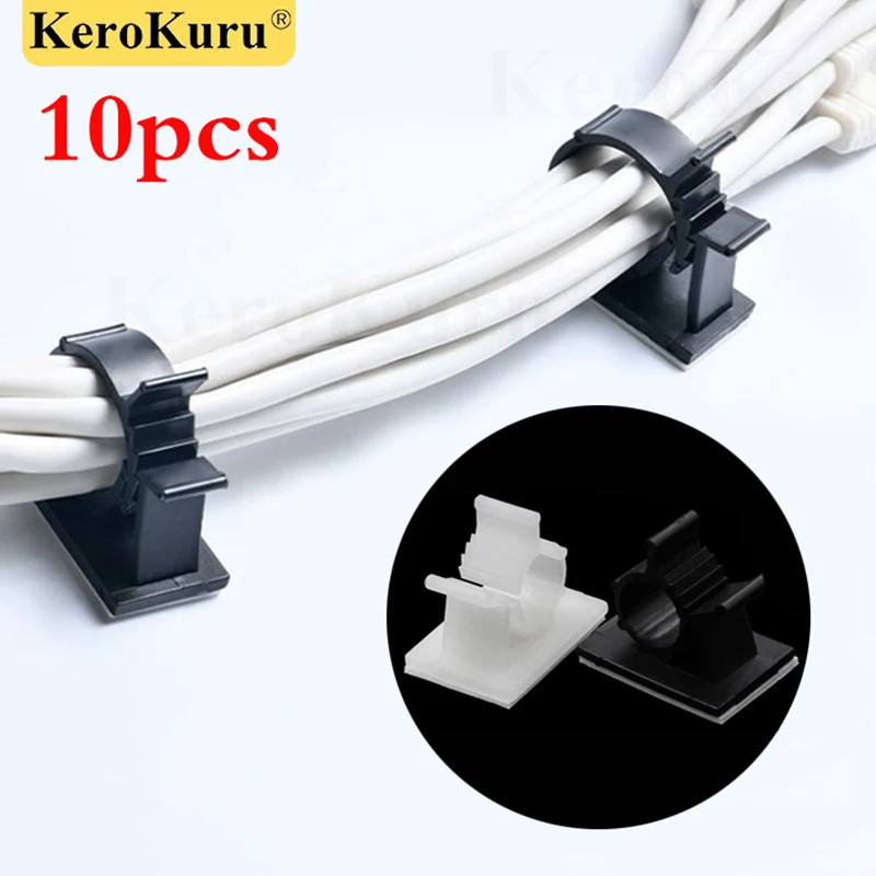 10 stücke Klebstoff Kabel Organizer Clips Tisch Kabel Management Einstellbare Kabel Halter Für Auto PC TV Lade Draht Spuler Image