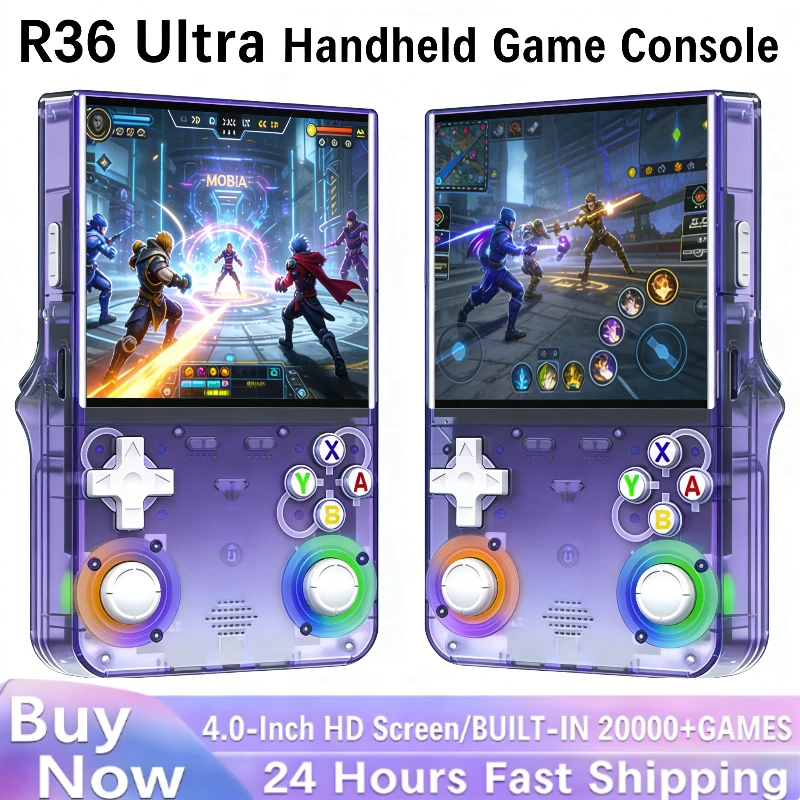 Console de jeu vidéo open source R36 ULTRA Nouveau système Linux 2025 Écran IPS 40 pouces Console portable 64 Go Plus de 20 000 jeux Lecteur de jeux rétro de poche
