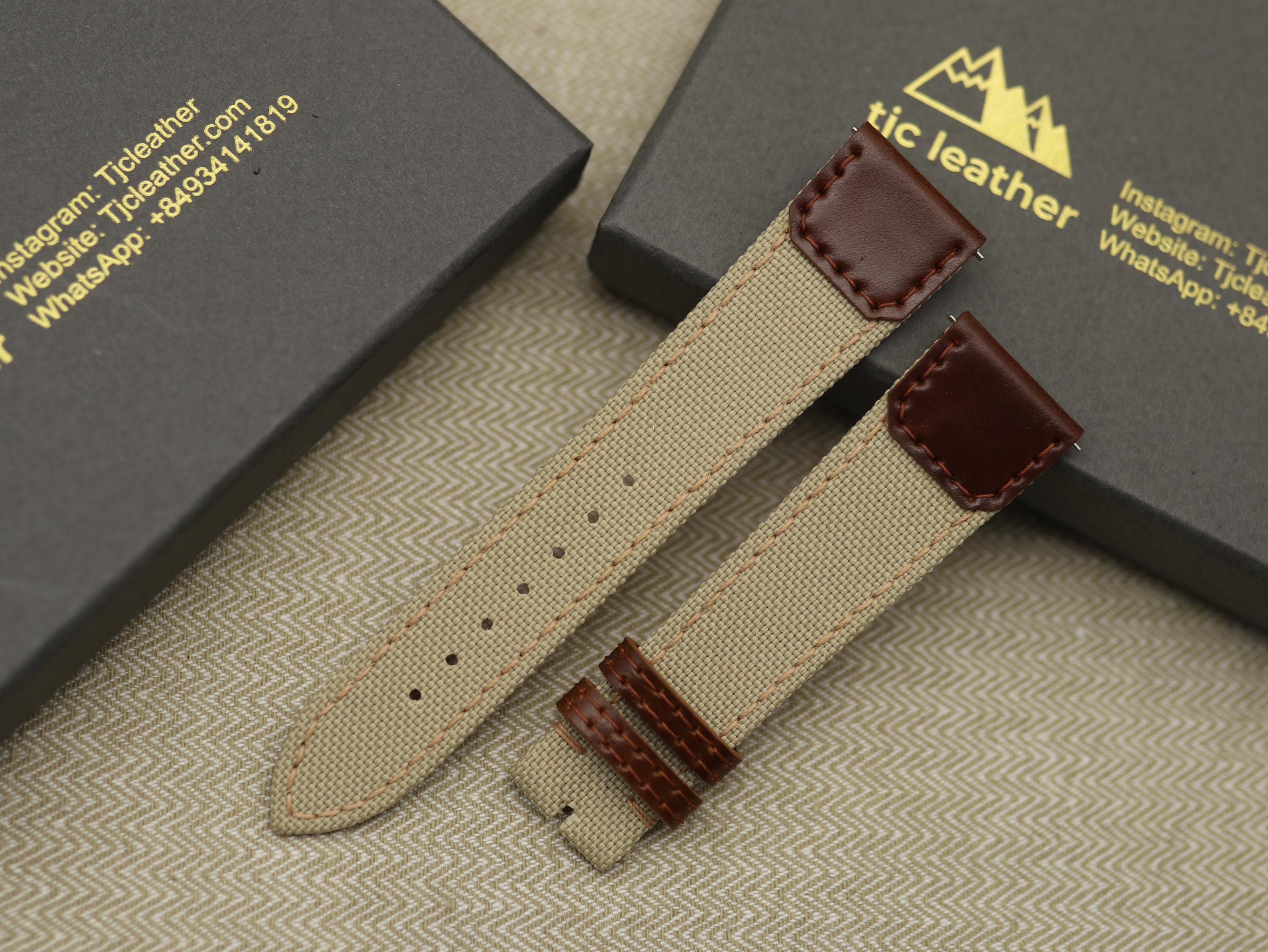 Cinturino per orologio in tela color cachi fatto a mano - Personalizza il cinturino in tela per ogni orologio