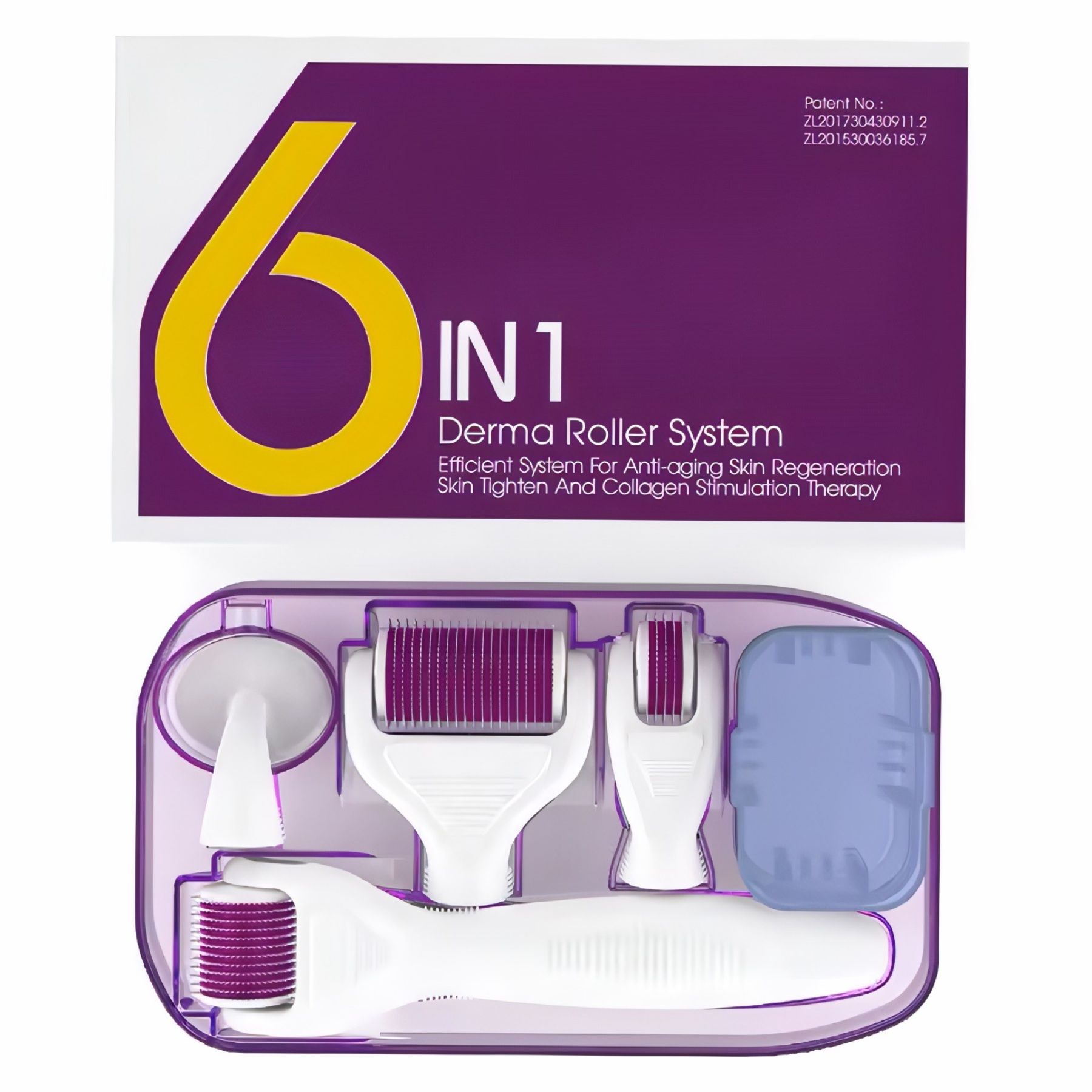 P-Beauty Dermaroller 6 in 1 Microneedling per corpo e viso Viola 1x1 p