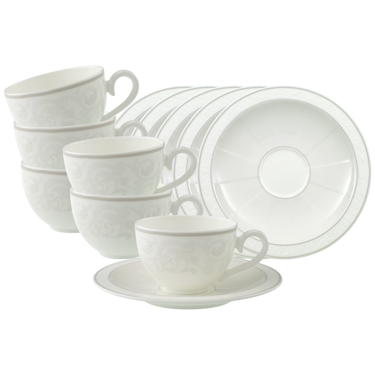 Villeroy & Boch Gray Pearl Kaffeetasse mit Untertasse 120 ml 6er Set Image