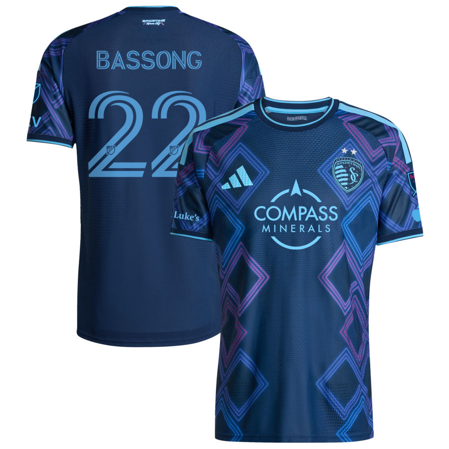 Zorhan Bassong Men's adidas Blue Sporting Kansas City 2026 The 18th & Vine Kit On-Field Authentic Patch Custom Jersey