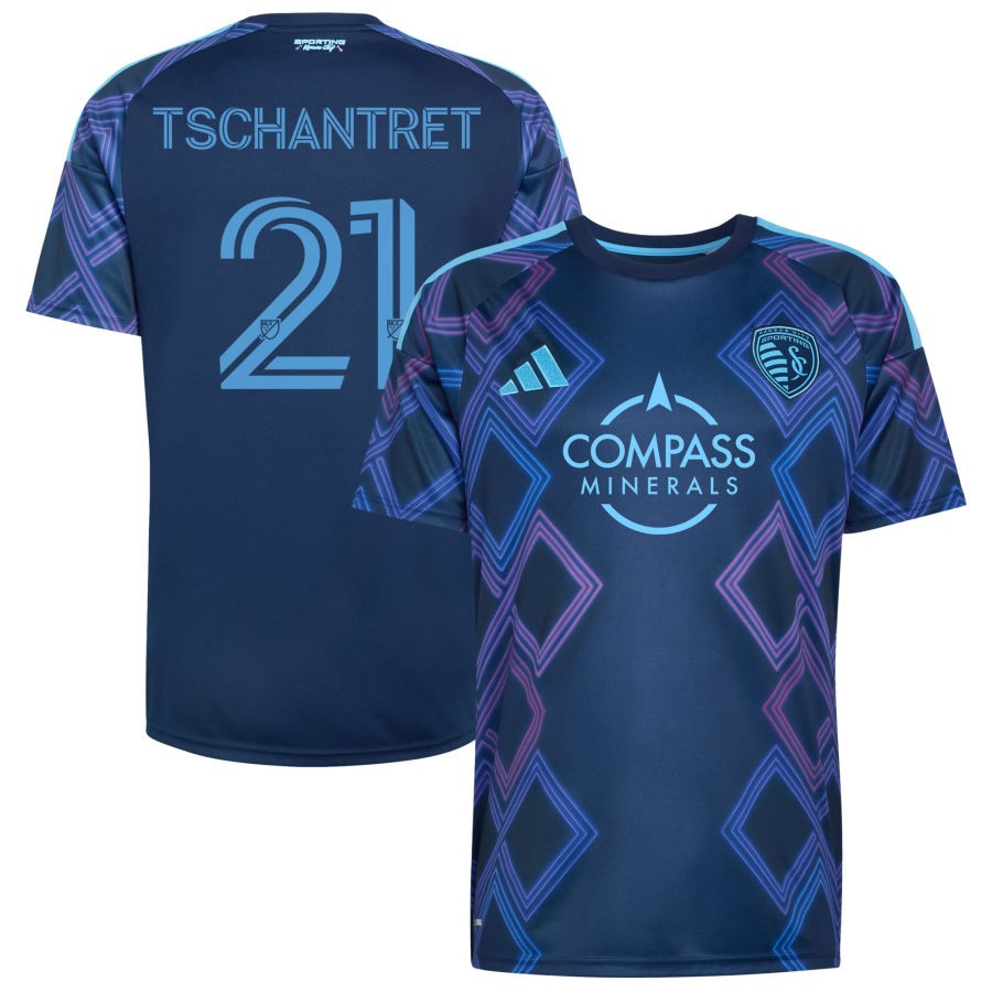 Cielo Tschantret Men's adidas Blue Sporting Kansas City 2026 The 18th & Vine Kit Replica Custom Jersey