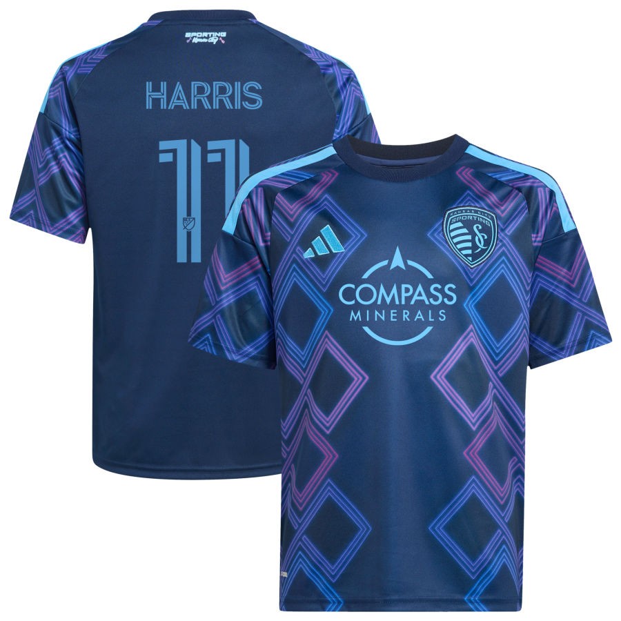 Calvin Harris Youth adidas Blue Sporting Kansas City 2026 The 18th & Vine Kit Replica Custom Jersey