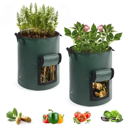 1PC Garten Kartoffel Wachsen Tasche PE Stoffe Gartenarbeit Verdicken Topf Gemüse Pflanzer Badewanne mit Griffen und Zugang Klappe Image