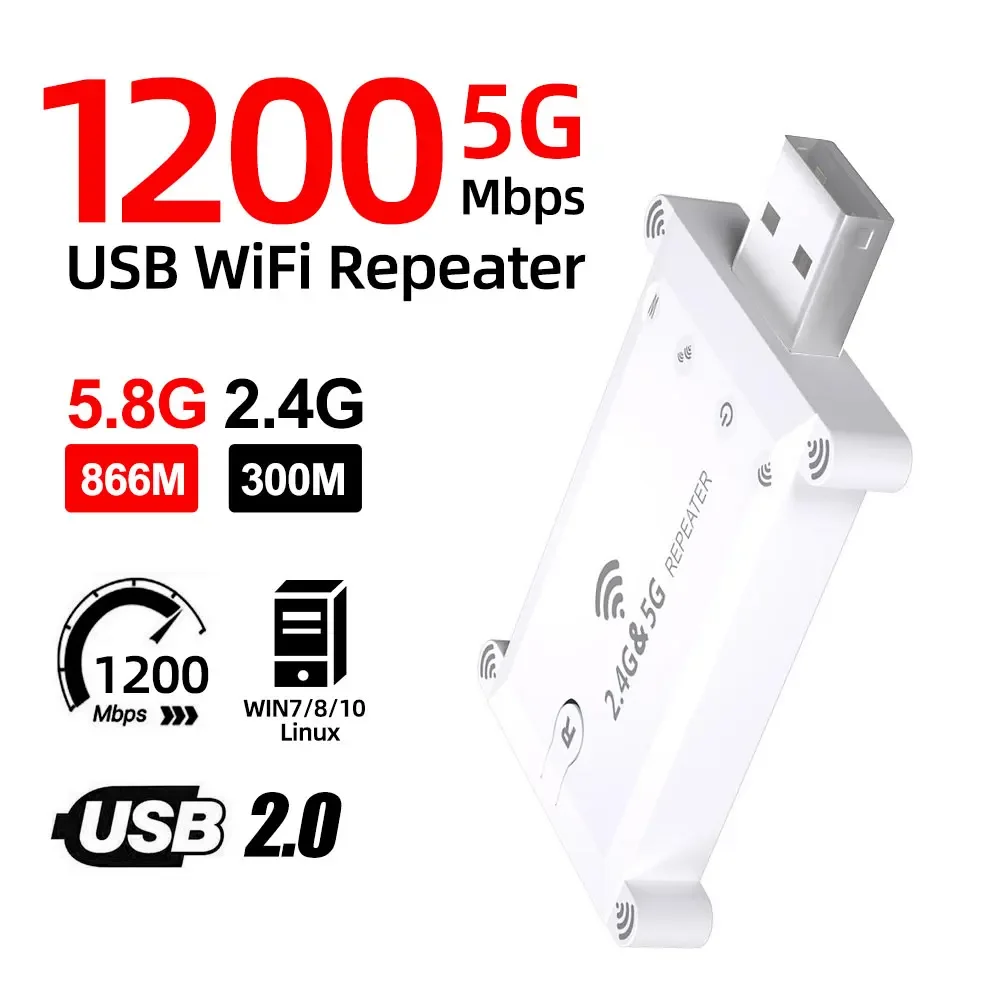 WALRAM WIFI5 AC1300 Dual Band 1200M Drahtlose Signal Verstärker Wifi Extender Booster 2,4g/5g Wifi Repeater usb Netzteil Image