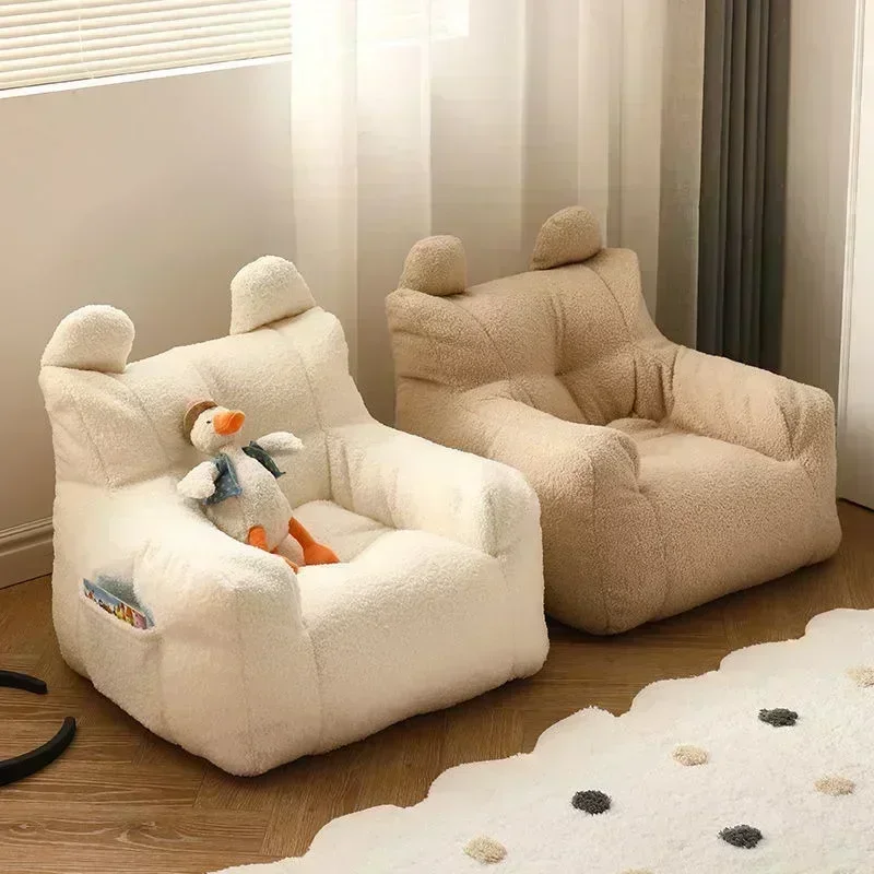 Kinder-Lammstuhl aus Plüsch – waschbarer Baumwolle, Lesesessel für Kleinkinder, abnehmbarer Bezug, Boden-Lounge-Sofa für Kinderzimmer, Baby-Geschenk