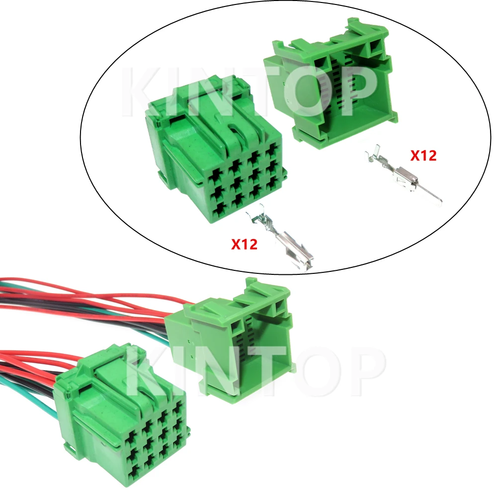 1 Set 12 Pins 8-968972-1 1-967627-1 AC Assembly Green Car Socket With Terminal Auto CD Player Electric Wire Connector 1-967627