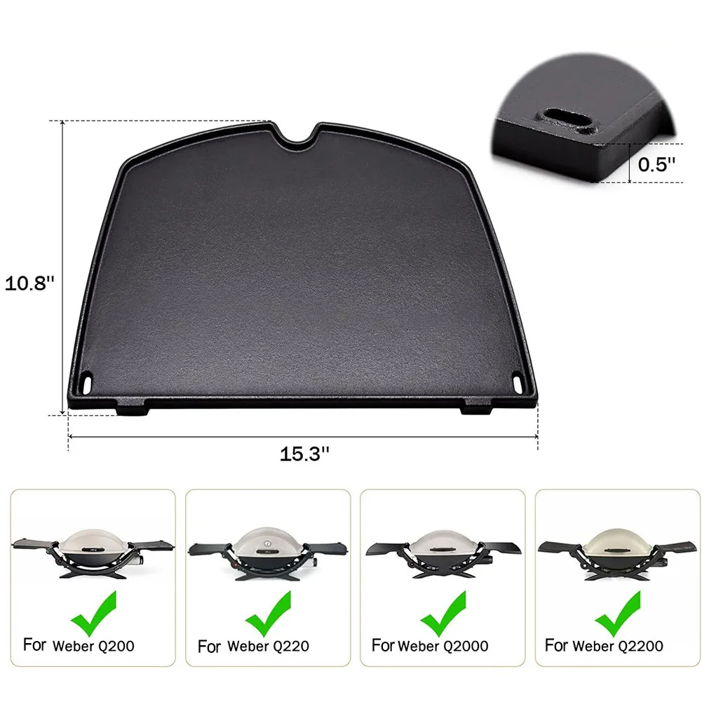 Upgrade für Weber Q2200 Q2000 Q2400 Grill mit Gusseisen-Grillplatte, 108 x 153 x 05 Zoll, Größe für bessere Wärmeverteilung Image